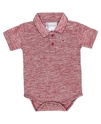 Two Feet Ahead Baby Boys and Girls Crimson Indiana Hoosiers Space-Dye Golf Polo Bodysuit