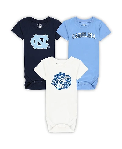 Wes & Willy Baby Boys and Girls 3-Pack North Carolina Tar Heels Bodysuit Set