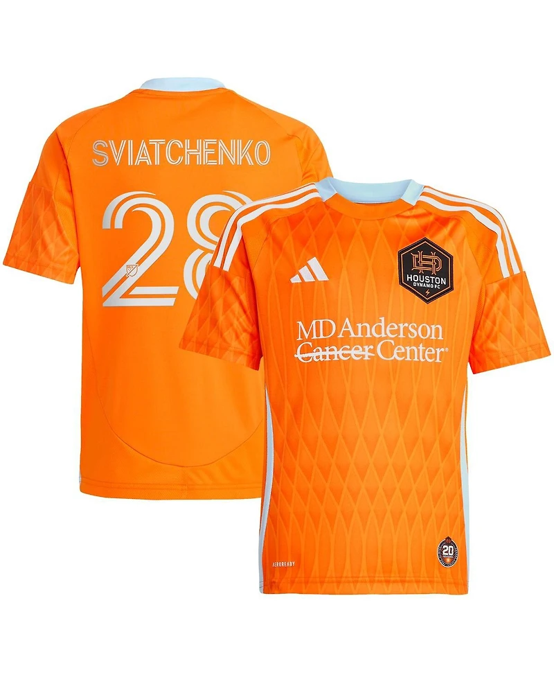 Adidas Big Boys and Girls Erik Sviatchenko Orange Houston Dynamo Fc 2025 Season 20 Replica Player Jersey