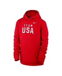 Nike Big Boys and Girls Red Primary Club Fleece Hoodie