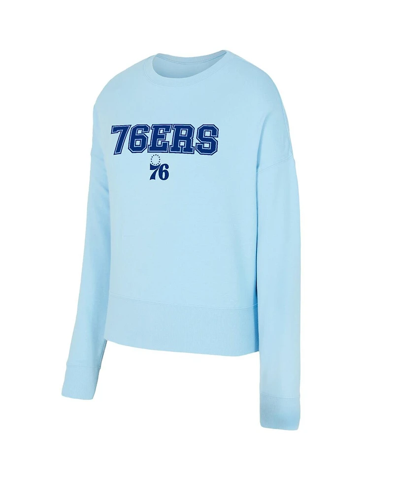 Concepts Sport Women's 2-Piece Light Blue Philadelphia 76ers Elevation Tri-Blend Long Sleeve Top and Shorts Set