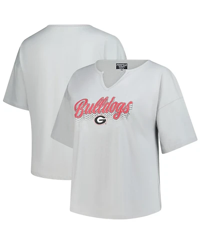 Fanatics Women's Gray Georgia Bulldogs Plus Size Winning Gear Notch Neck T-Shirt