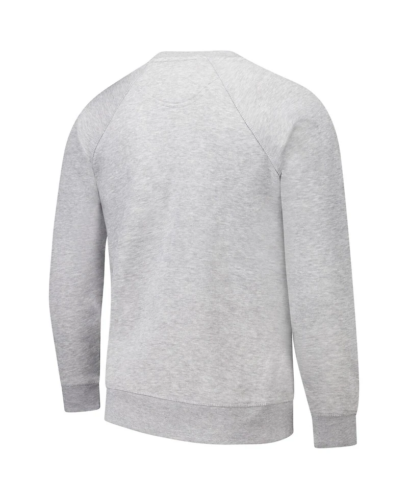 League Collegiate Wear Men's Heather Gray Kansas Jayhawks Tall Arch Essential 2.0 Pullover Sweatshirt