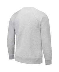 League Collegiate Wear Men's Heather Gray Kansas Jayhawks Tall Arch Essential 2.0 Pullover Sweatshirt