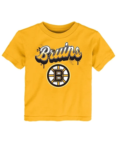 Outerstuff Toddler Gold Boston Bruins Bubbly Script T-Shirt