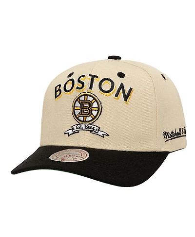 Mitchell & Ness Men's Cream Boston Bruins Soul Legacy Defined Two-Tone Pro Crown Adjustable Hat