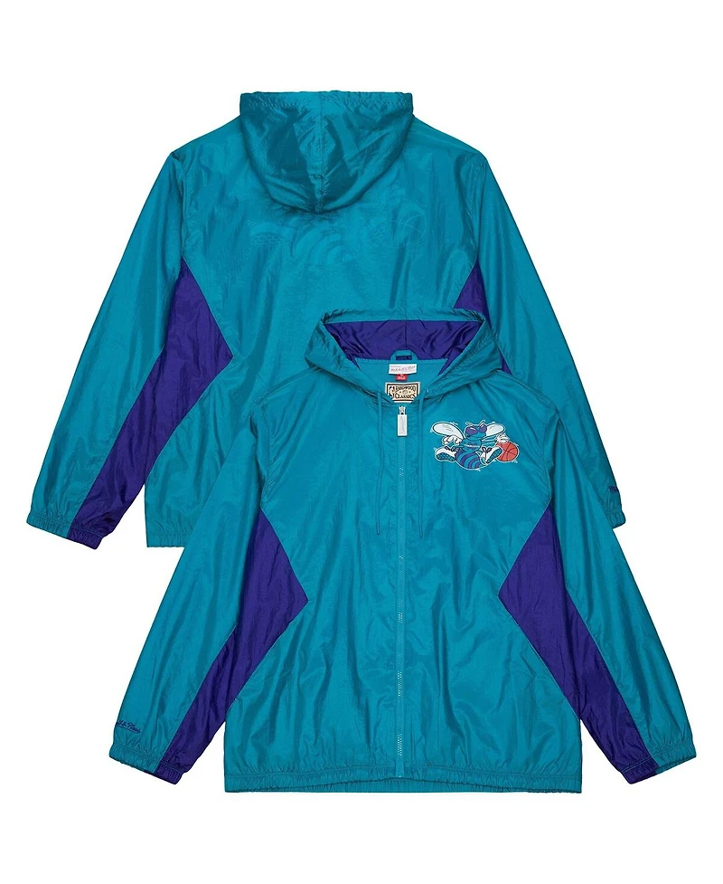 Mitchell & Ness Men's Teal Charlotte Hornets Playmaker Full-Zip Windbreaker Jacket