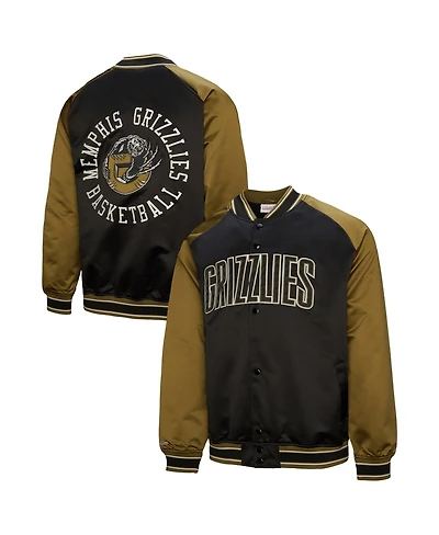 Mitchell & Ness Men's Olive/Black Memphis Grizzlies Clutch Satin Raglan Full-Snap Jacket