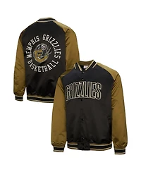 Mitchell & Ness Men's Olive/Black Memphis Grizzlies Clutch Satin Raglan Full-Snap Jacket