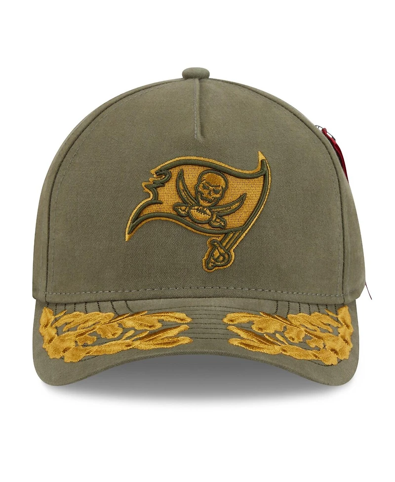 New Era x Alpha Industries Men's Olive Tampa Bay Buccaneers A-Frame 9FORTY Adjustable Hat