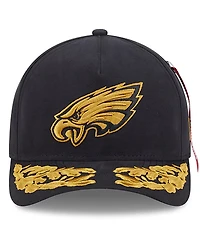 New Era x Alpha Industries Men's Black Philadelphia Eagles A-Frame 9FORTY Adjustable Hat