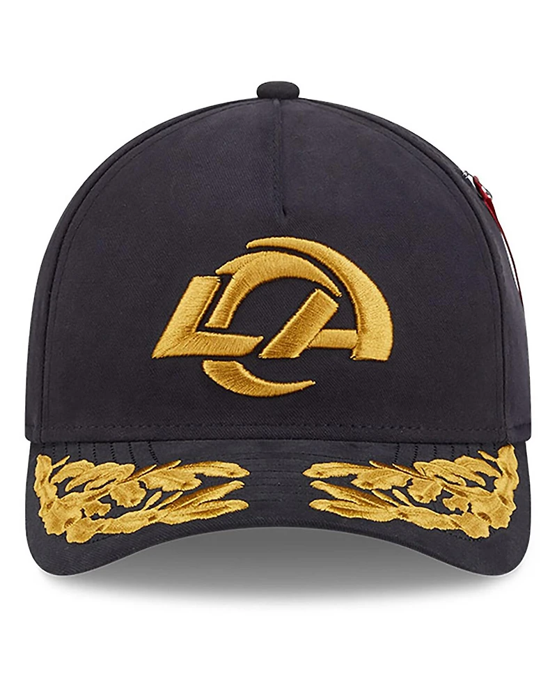 New Era x Alpha Industries Men's Black Los Angeles Rams A-Frame 9FORTY Adjustable Hat