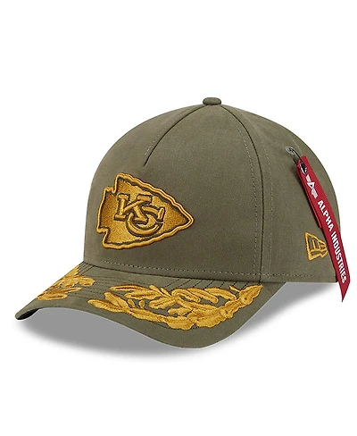 New Era x Alpha Industries Men's Olive Kansas City Chiefs A-Frame 9FORTY Adjustable Hat
