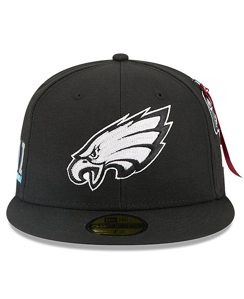 New Era x Alpha Industries Men's Black Philadelphia Eagles 59FIFTY Fitted Hat