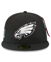 New Era x Alpha Industries Men's Black Philadelphia Eagles 59FIFTY Fitted Hat