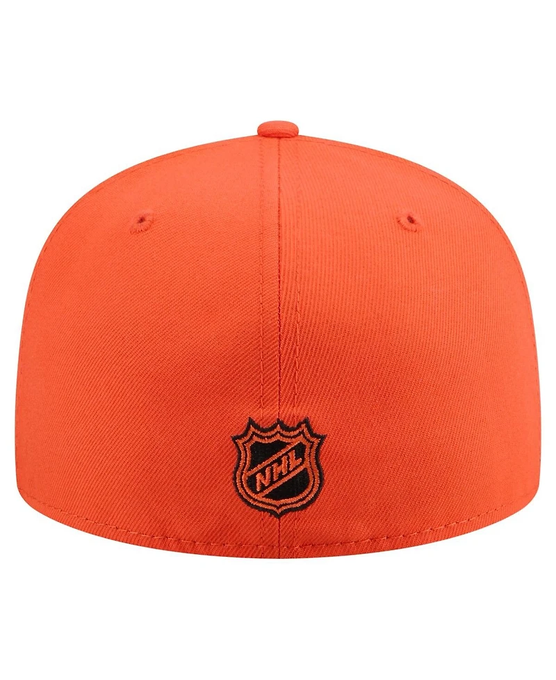 New Era Men's Orange Anaheim Ducks Oversized Arch 59Fifty Fitted Hat