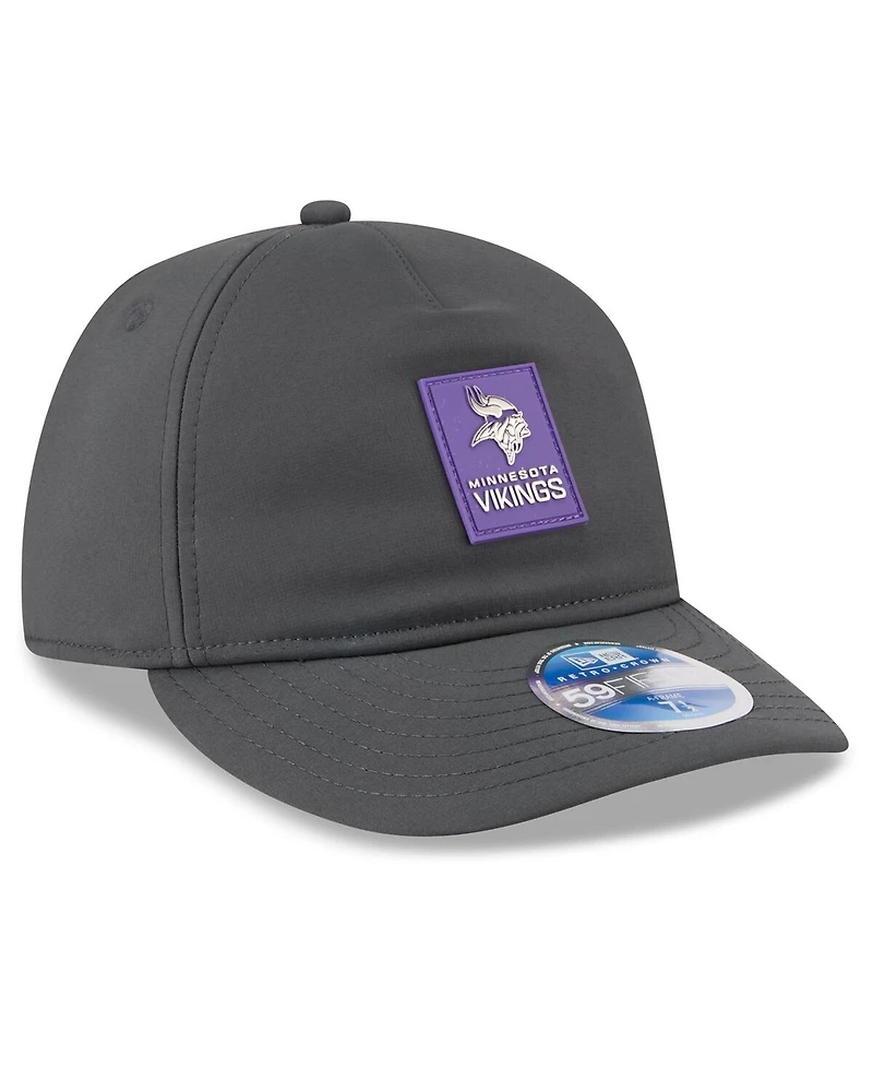 New Era Men's Charcoal Minnesota Vikings 2025 Sideline Cold Weather Retro Crown 59FIFTY Fitted Hat