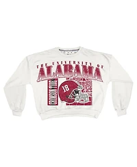Pressbox Women's White Alabama Crimson Tide Oversized Janice Retro Waist-Length Sweatshirt