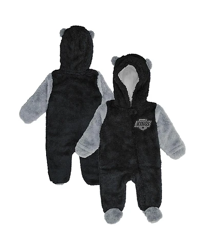Outerstuff Baby Boys and Girls Newborn Black Los Angeles Kings Stay Napping Fleece Bunting Full-Zip Sleeper