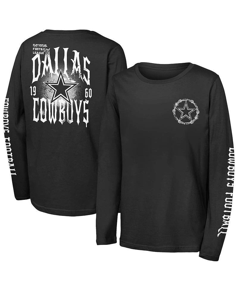 Outerstuff Big Boys and Girls Black Dallas Cowboys Rumble Long Sleeve T-Shirt
