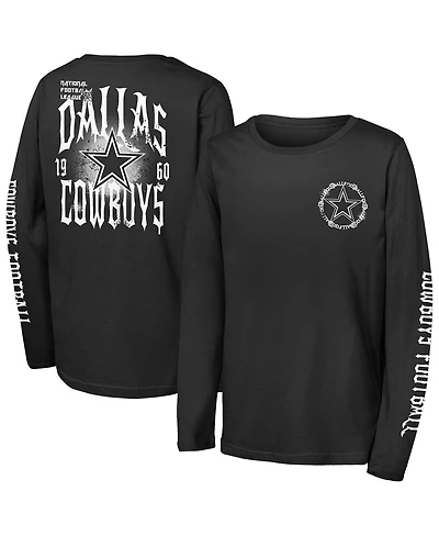 Outerstuff Big Boys and Girls Black Dallas Cowboys Rumble Long Sleeve T-Shirt