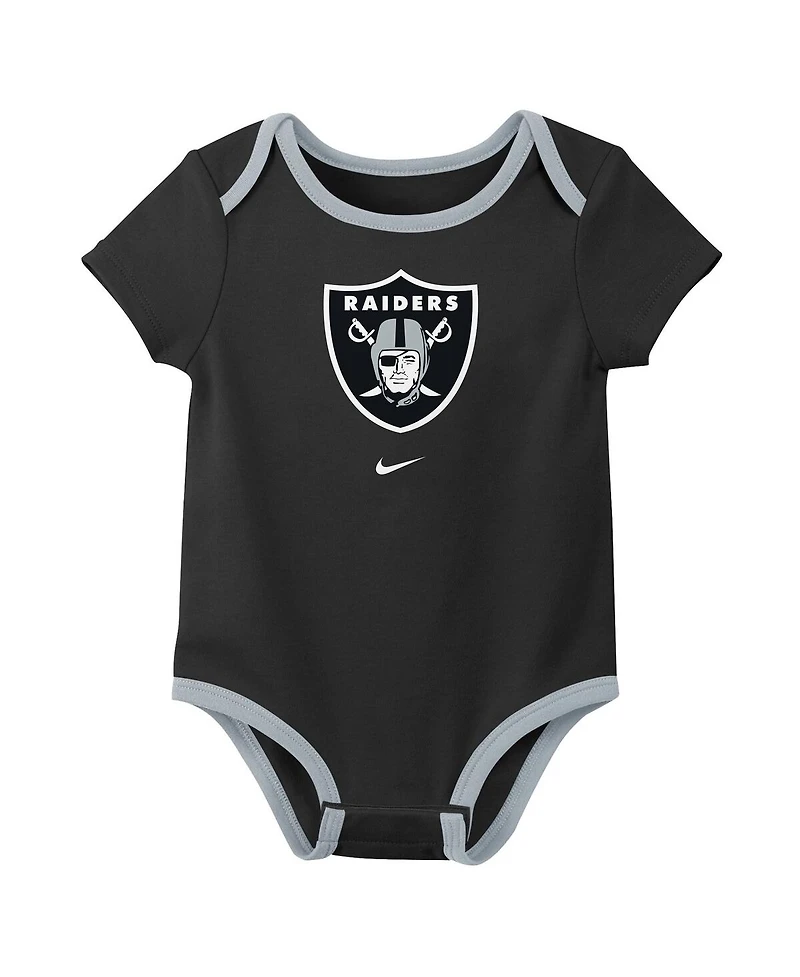 Nike Baby Boys and Girls 3-Piece Las Vegas Raiders Bodysuit Set