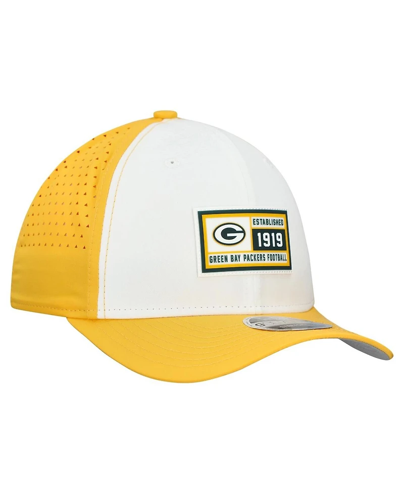 New Era Men's White/Gold Green Bay Packers Established Patch 9SEVENTY Adjustable Hat