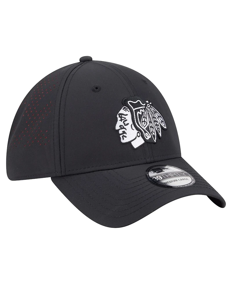 New Era Men's Black Chicago Blackhawks Night 39THIRTY Flex Hat