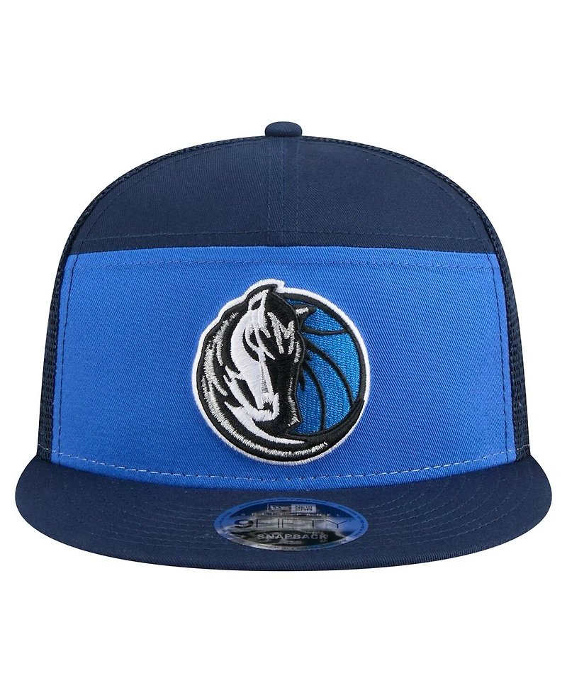 New Era Men's Blue/Navy Dallas Mavericks Outdoor Split Panel 9FIFTY Snapback Hat