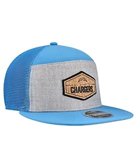 New Era Men's Gray/Powder Blue Los Angeles Chargers Cork Split Panel 9FIFTY Trucker Snapback Hat