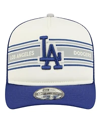 New Era Men's Cream/Royal Los Angeles Dodgers Banner A-Frame 9FIFTY Trucker Snapback Hat