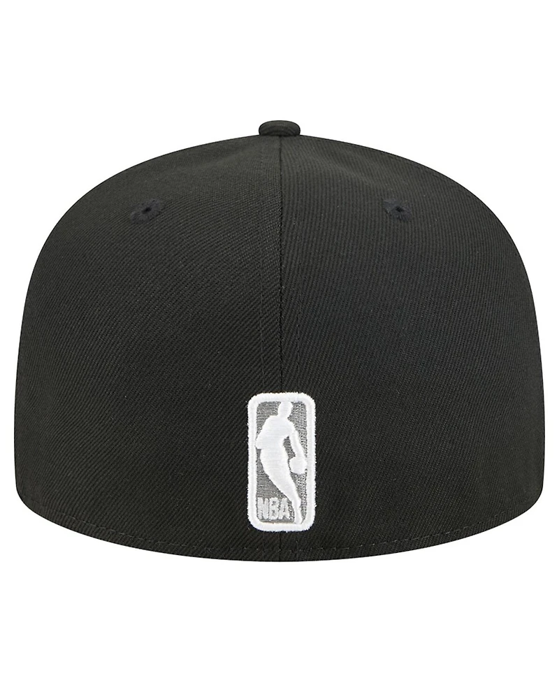 New Era Men's Black Brooklyn Nets Tri-Hit 59Fifty Fitted Hat
