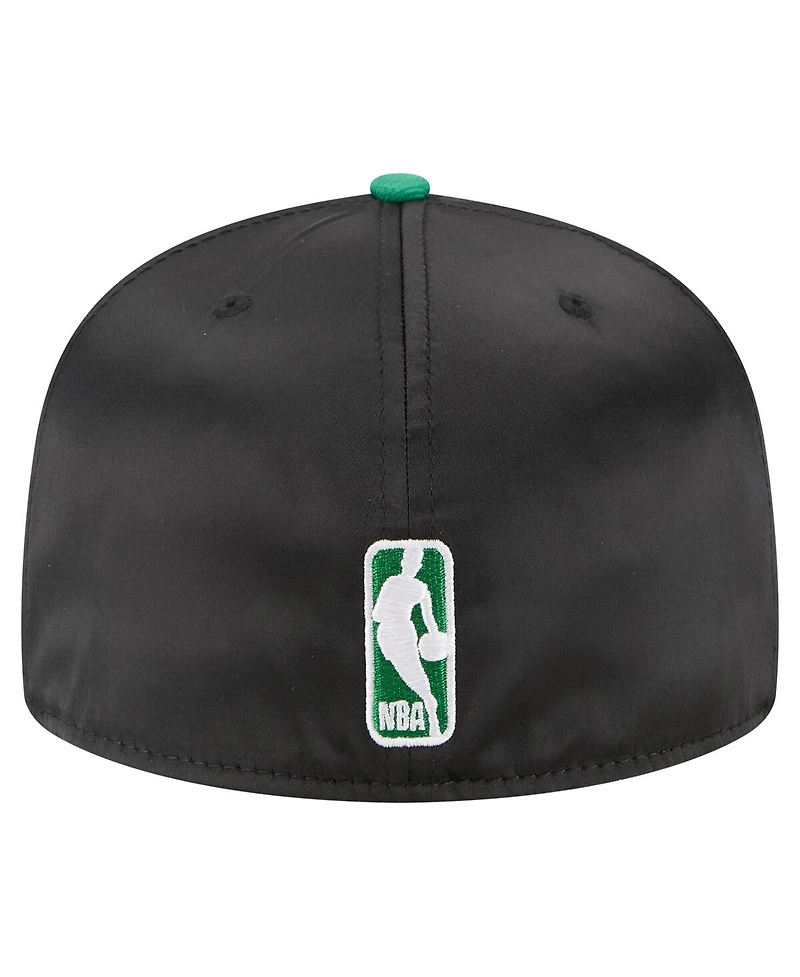 New Era Men's Black/Kelly Green Boston Celtics Satin Two-Tone 59FIFTY Fitted Hat