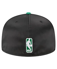 New Era Men's Black/Kelly Green Boston Celtics Satin Two-Tone 59FIFTY Fitted Hat