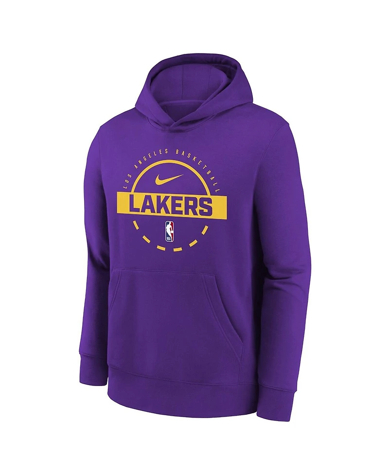Nike Big Boys and Girls Purple Los Angeles Lakers 2025/26 Club Fleece Practice Hoodie