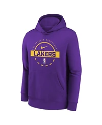 Nike Big Boys and Girls Purple Los Angeles Lakers 2025/26 Club Fleece Practice Hoodie