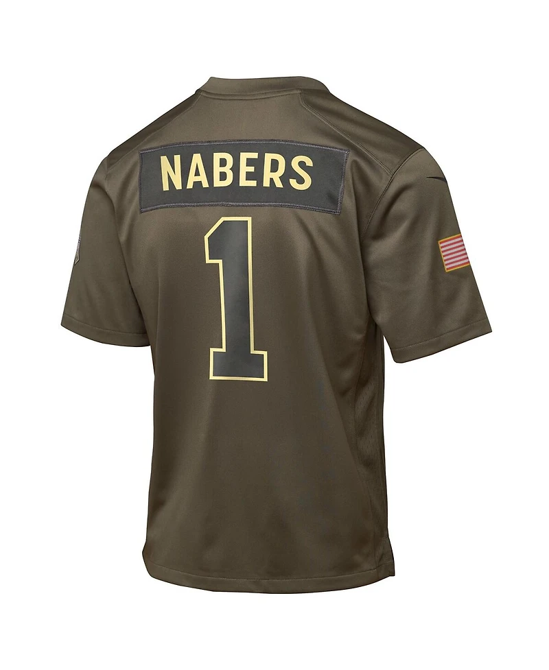Nike Big Boys and Girls Malik Nabers Olive New York Giants 2025 Salute to Service Game Jersey