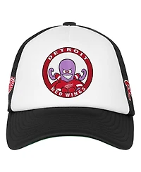 Mitchell & Ness Big Boys and Girls White Detroit Red Wings Mascot Adjustable Trucker Hat