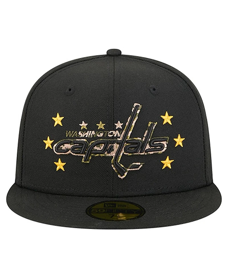 New Era Men's Black Washington Capitals Military Appreciation Digital Camo Stars 59FIFTY Fitted Hat