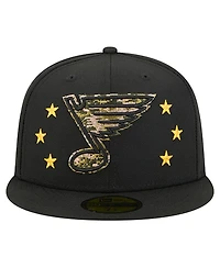 New Era Men's Black St. Louis Blues Military Appreciation Digital Camo Stars 59FIFTY Fitted Hat