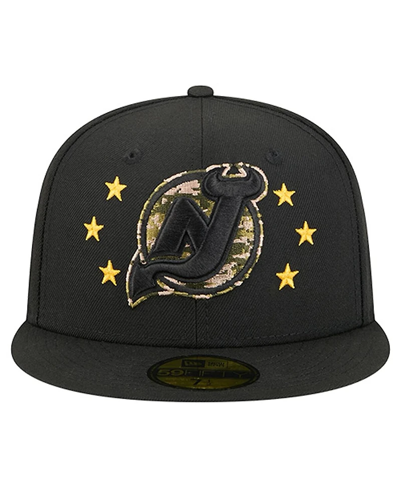 New Era Men's Black Jersey Devils Military Appreciation Digital Camo Stars 59FIFTY Fitted Hat