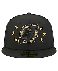 New Era Men's Black Jersey Devils Military Appreciation Digital Camo Stars 59FIFTY Fitted Hat