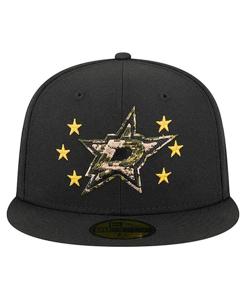 New Era Men's Black Dallas Stars Military Appreciation Digital Camo 59FIFTY Fitted Hat