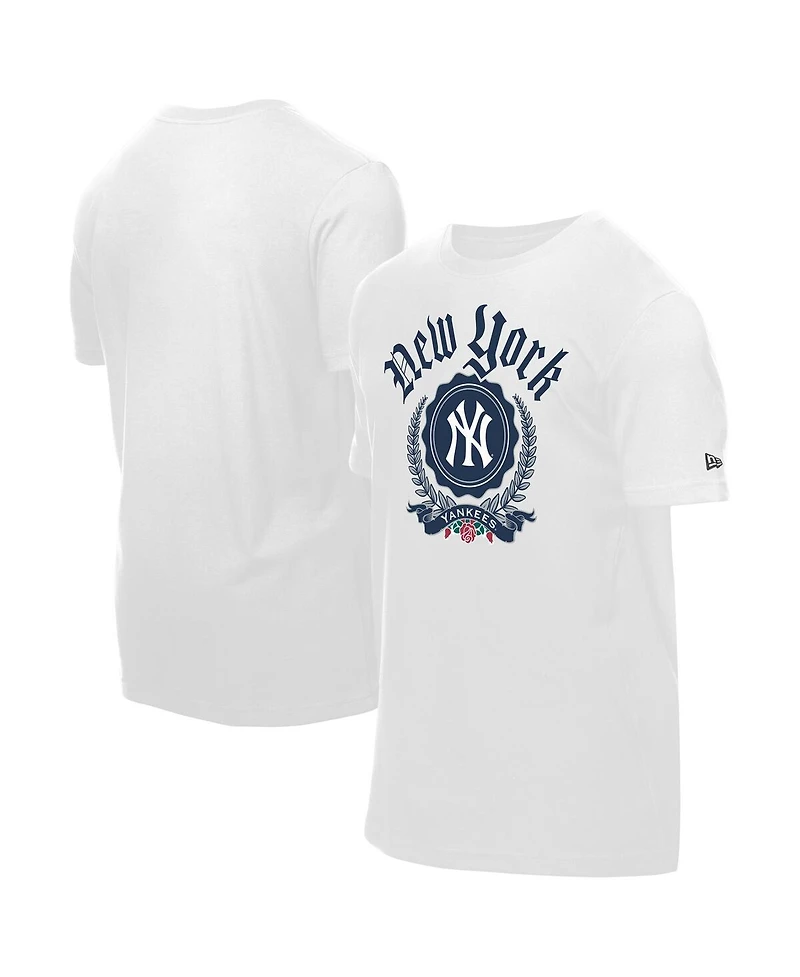 New Era Men's White York Yankees Fleur Domestic T-Shirt