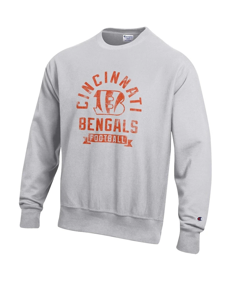 Champion Men's Heather Gray Cincinnati Bengals Reverse Weave Fleece Pullover Sweatshirt
