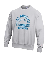 Champion Men's Heather Gray Los Angeles Chargers Reverse Weave Fleece Pullover Sweatshirt