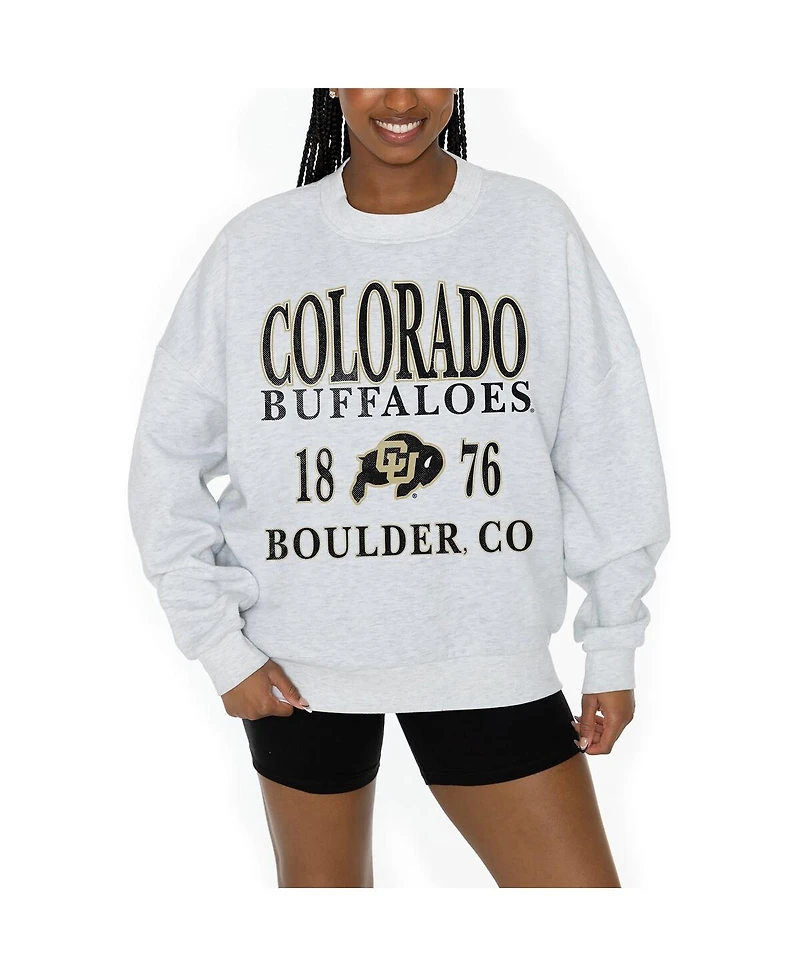 Gameday Couture Women's Gray Colorado Buffaloes Established Premium Fleece Drop Pullover Sweatshirt