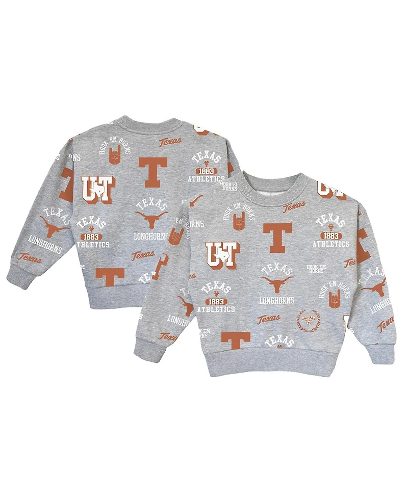 Gameday Couture Big Girls Gray Texas Longhorns Always on Repeat Pullover Sweatshirt