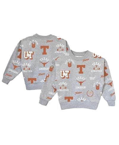 Gameday Couture Big Girls Gray Texas Longhorns Always on Repeat Pullover Sweatshirt
