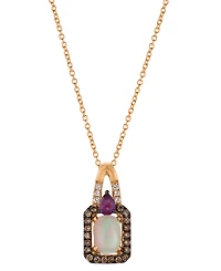 Le Vian Opal (.50 ct. t.w.), Rhodolite (.15 ct. t.w.), Vanilla Diamond (.03 ct. t.w.) and Chocolate Diamond Pendant Necklace (.15 ct. t.w.) in 14K Str